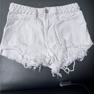 Abercrombie & Fitch Ivory Frayed Denim Shorts